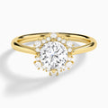 Round Marguerite Lab Grown Diamond Engagement Ring In 18K Yellow Gold - Lucenjuri
