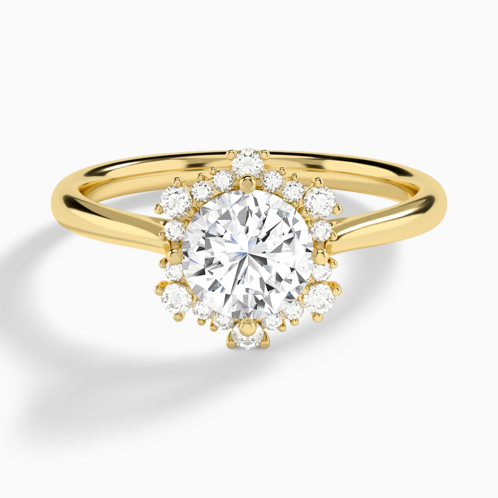 Round Marguerite Lab Grown Diamond Engagement Ring In 14K Yellow Gold - Lucenjuri