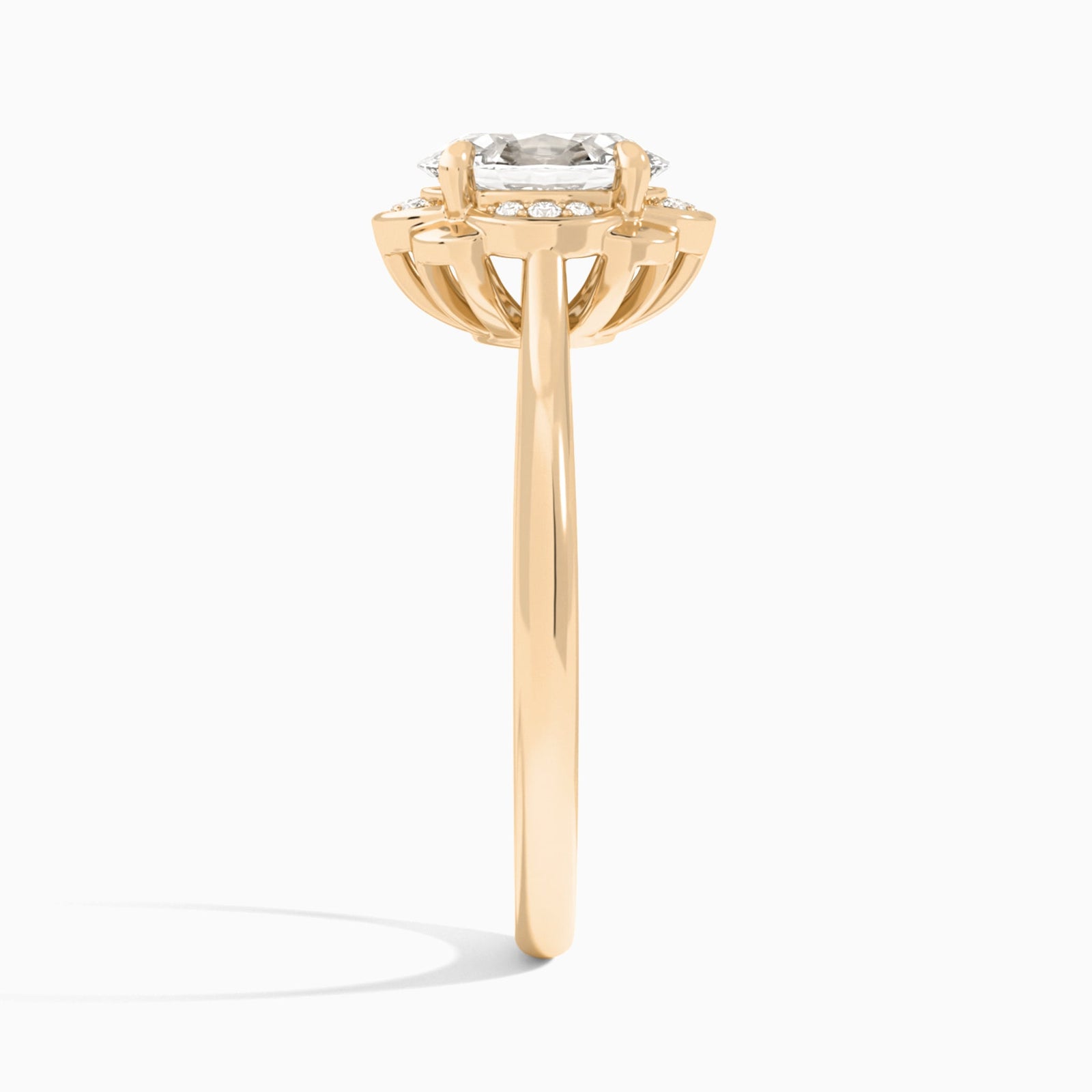 Oval Rosalind Lab Grown Diamond Engagement Ring In 14K Rose Gold, Side View