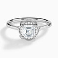 Asscher Rosalind Lab Grown Diamond Engagement Ring In 18K White Gold - Lucenjuri
