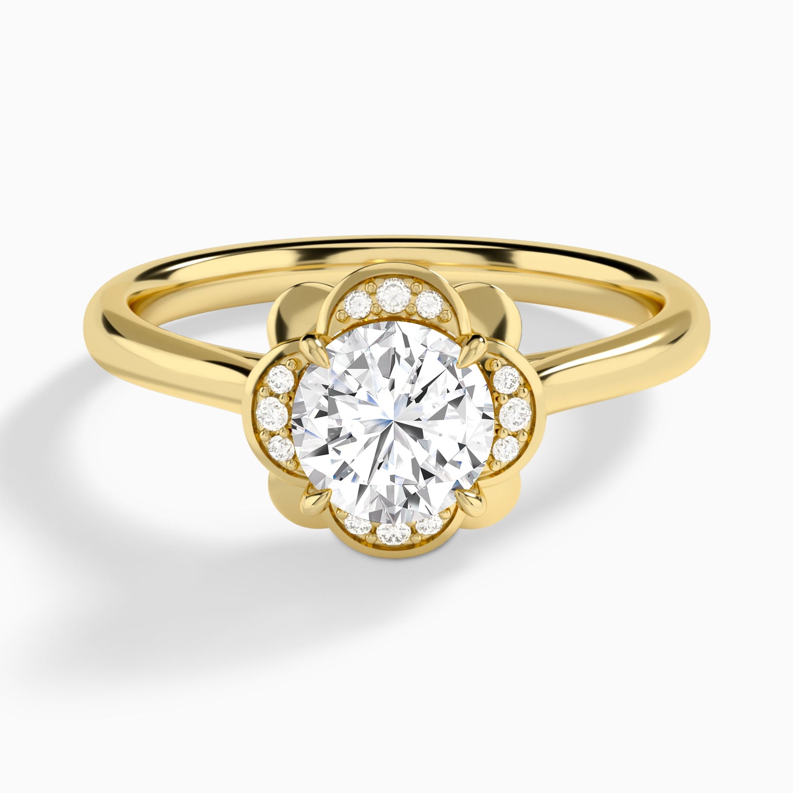Round Rosalind Lab Grown Diamond Engagement Ring In 14K Yellow Gold - Lucenjuri