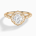 Round Anastasia Vintage Halo Lab Diamond Engagement Ring In 14K Rose Gold - Lucenjuri