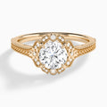 Round Arabella Halo Lab Grown Diamond Engagement Ring In 14K Rose Gold - Lucenjuri
