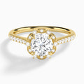 Round Luxe Eugenia Lab Grown Diamond Engagement Ring In 18K Yellow Gold - Lucenjuri