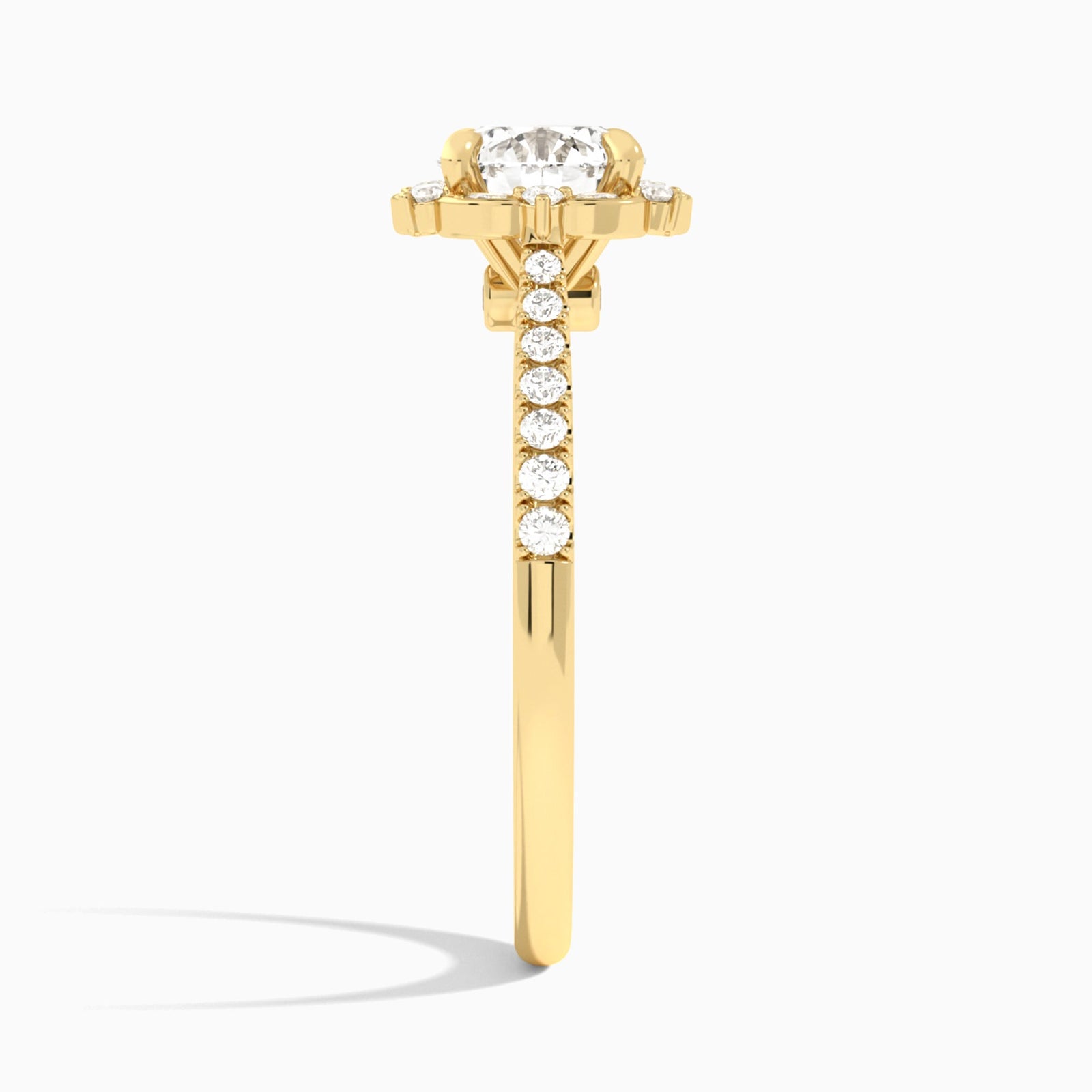 Round Luxe Eugenia Lab Grown Diamond Engagement Ring In 18K Yellow Gold, Side View