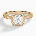 Round Lavinia Vintage Halo Lab Diamond Engagement Ring In 14K Rose Gold - Lucenjuri