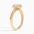 Round Lavinia Vintage Halo Lab Diamond Engagement Ring In 14K Rose Gold, Angle View