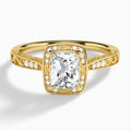 Radiant Engraved Halo Lab Diamond Engagement Ring In 14K Yellow Gold - Lucenjuri