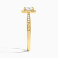 Round Engraved Halo Lab Diamond Engagement Ring In 14K Yellow Gold, Side View