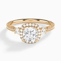 Cushion Luxe Three Stone Lab Diamond Engagement Ring In 14K Rose Gold - Lucenjuri