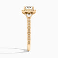 Cushion Luxe Three Stone Lab Diamond Engagement Ring In 14K Rose Gold, Side View