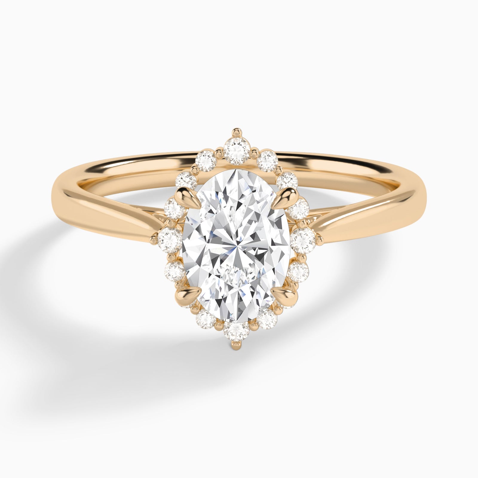 Oval Clementine Halo Lab Diamond Engagement Ring In 14K Rose Gold - Lucenjuri