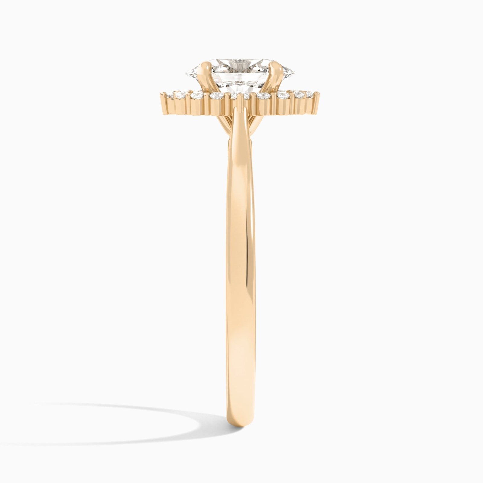 Oval Clementine Halo Lab Diamond Engagement Ring In 14K Rose Gold, Side View