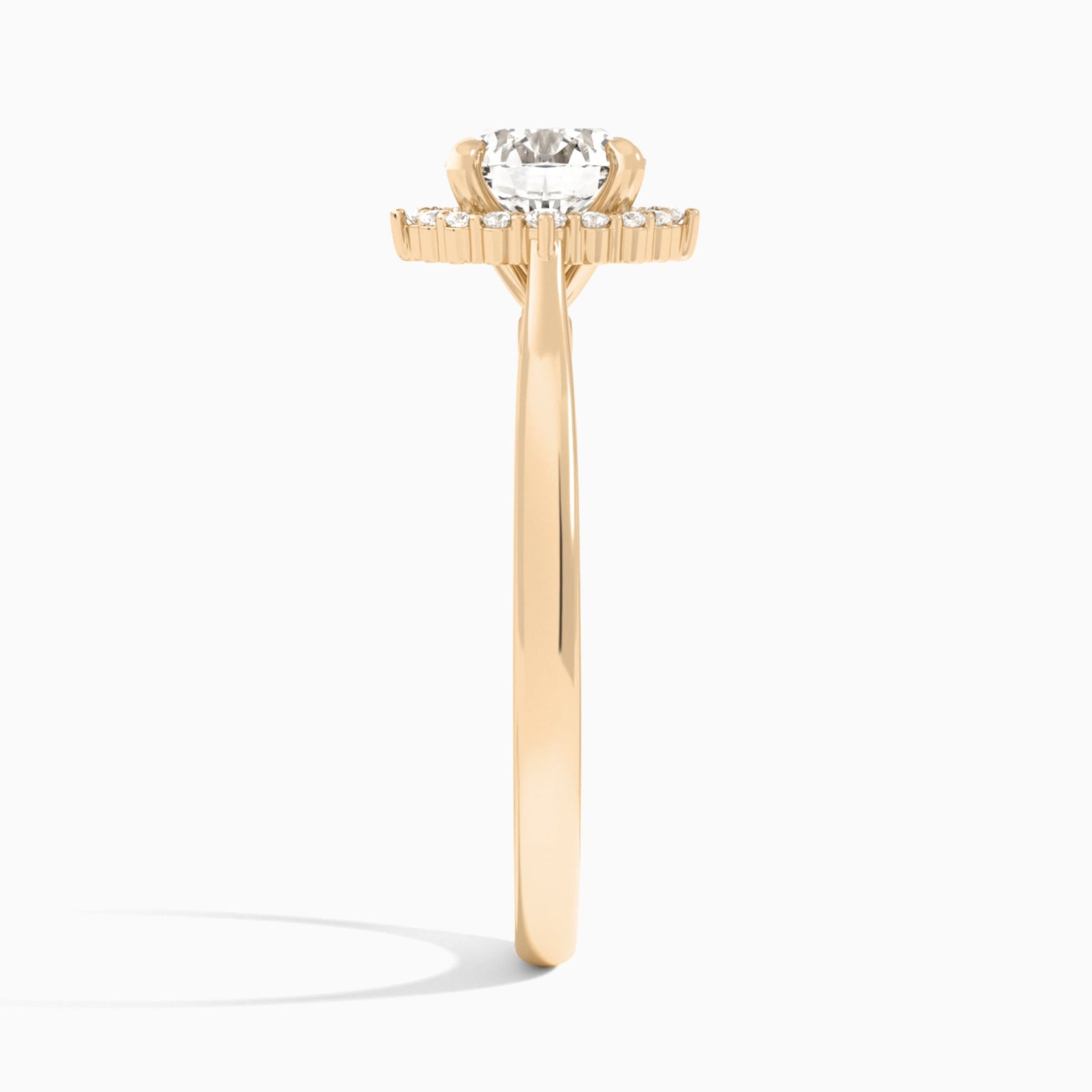 Round Clementine Halo Lab Diamond Engagement Ring In 14K Rose Gold, Side View