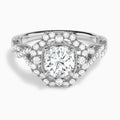 Round Emmeline Vintage Halo Lab Diamond Engagement Ring In Platinum - Lucenjuri