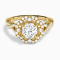 Round Vintage Halo Lab Diamond Engagement Ring In 18K Yellow Gold - Lucenjuri
