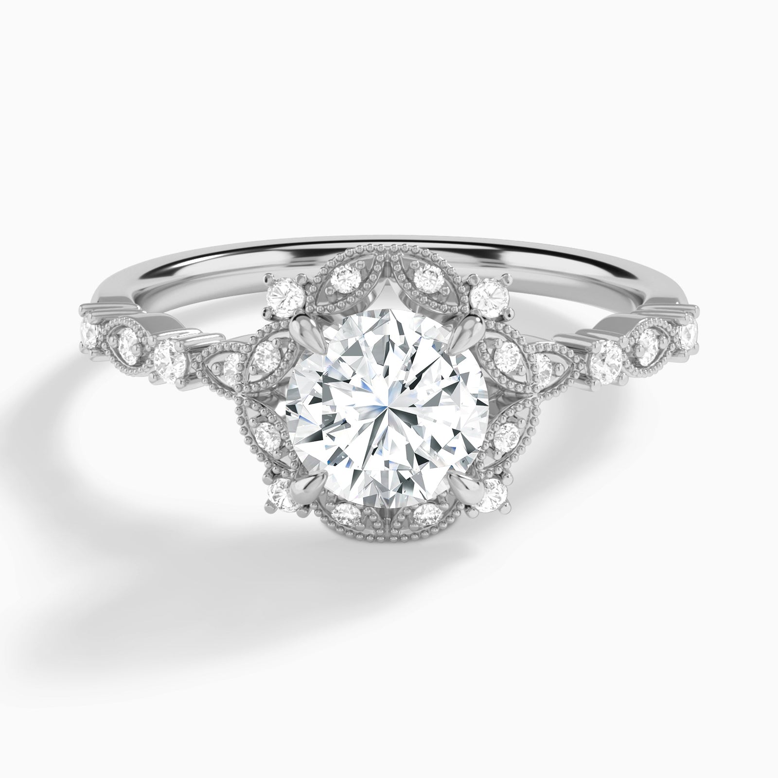 Round Luxe Georgiana Halo Engagement Diamond Ring In Platinum - Lucenjuri