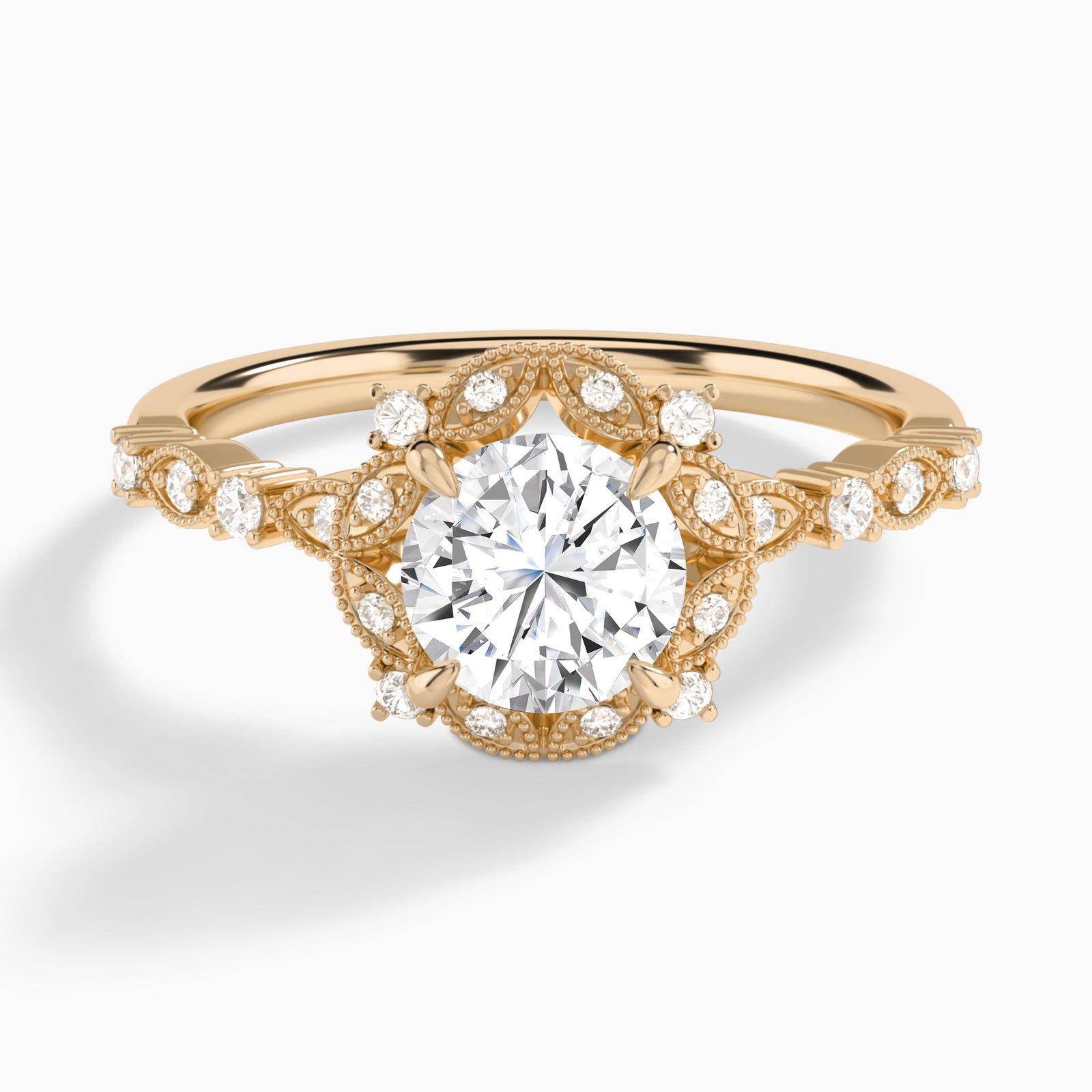 Round Luxe Georgiana Halo Engagement Diamond Ring In 14K Rose Gold - Lucenjuri