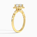 Round Luxe Georgiana Halo Engagement Diamond Ring In 14K Yellow Gold, Angle View