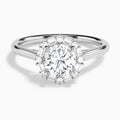 Round Octagon Baguette Halo Lab Diamond Engagement Ring In Platinum - Lucenjuri