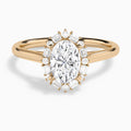 Oval Octagon Baguette Halo Lab Diamond Engagement Ring In 14K Rose Gold - Lucenjuri