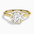 Round Octagon Baguette Halo Lab Diamond Engagement Ring In 14K Yellow Gold - Lucenjuri