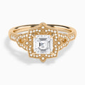 Asscher Luxe Ceriser Halo Lab Diamond Engagement Ring In 14K Rose Gold - Lucenjuri