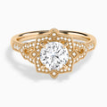 Round Luxe Ceriser Halo Lab Diamond Engagement Ring In 14K Rose Gold - Lucenjuri