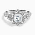 Asscher Luxe Ceriser Halo Lab Diamond Engagement Ring In 18K White Gold - Lucenjuri