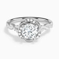 Round Luxe Jasmine Halo Twisted Shank Lab Diamond Engagement Ring In Platinum - Lucenjuri