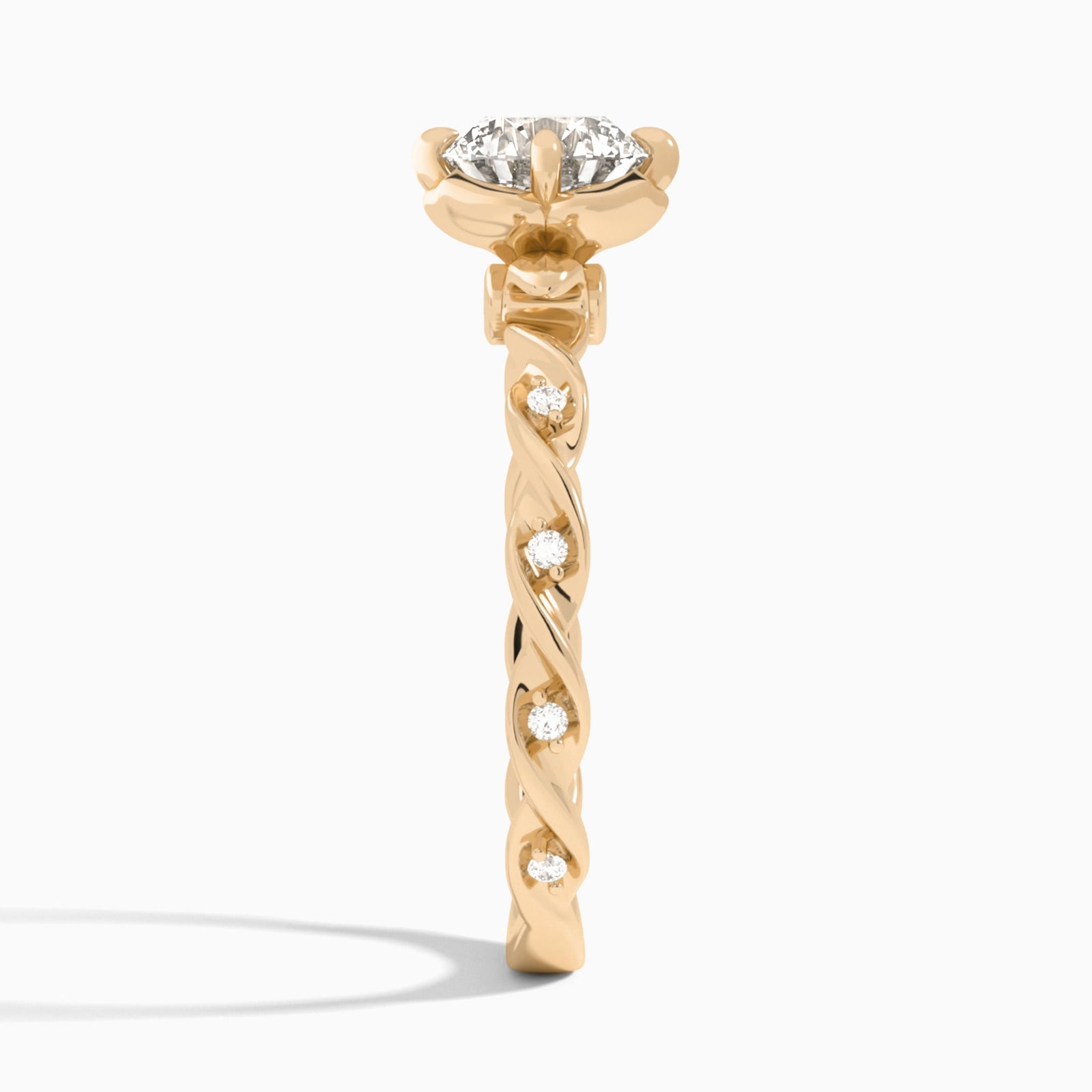 Round Eternal Blossom Lab Diamond Engagement Ring In 14K Rose Gold, Side View