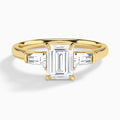 Emerald Timeless Trinity Lab Diamond Engagement Ring In 14K Yellow Gold - Lucenjuri