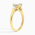 Emerald Timeless Trinity Lab Diamond Engagement Ring In 14K Yellow Gold, Angle View