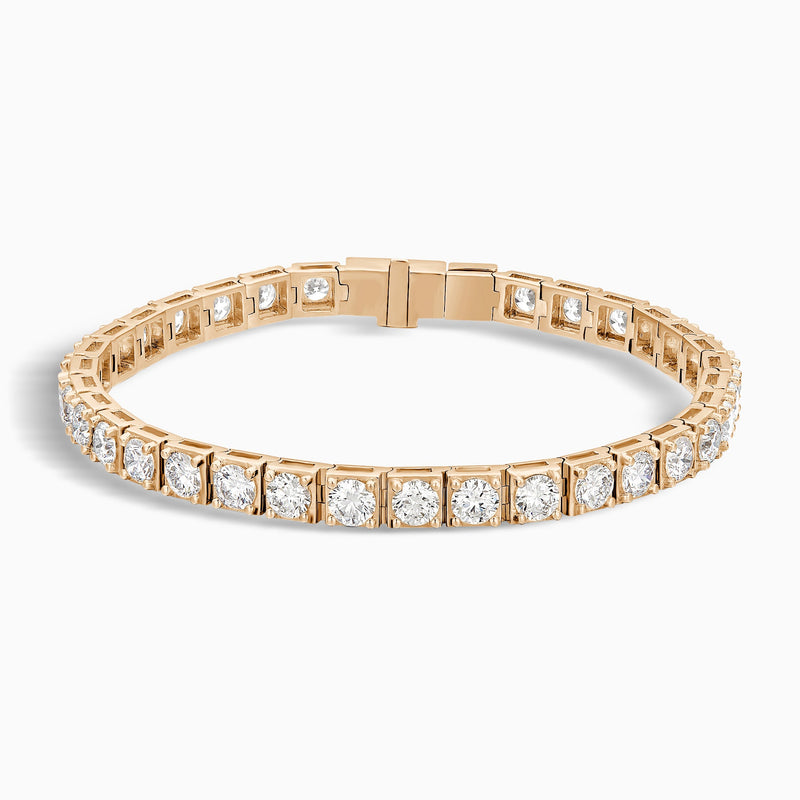 Round Brilliant Box Link Diamond Tennis Bracelet