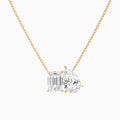 Toi Et Moi Emerald and Pear Lab Grown Diamond Necklace In 14K Rose Gold - Lucenjuri