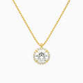 Product Video for Round Halo Lab Grown Diamond Pendant Necklace In 14K Yellow Gold