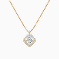 Product Video for Asscher Halo Lab Grown Diamond Pendant Necklace In 14K Rose Gold