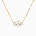 Product Video for Bezel Solitaire Marquise Lab Grown Diamond Necklace In 14K Rose Gold