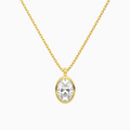 Product Video for Bezel Solitaire Oval Lab Grown Diamond Pendant Necklace In 14K Yellow Gold