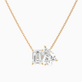 Product Video for Toi Et Moi Emerald and Pear Lab Grown Diamond Necklace In 14K Rose Gold
