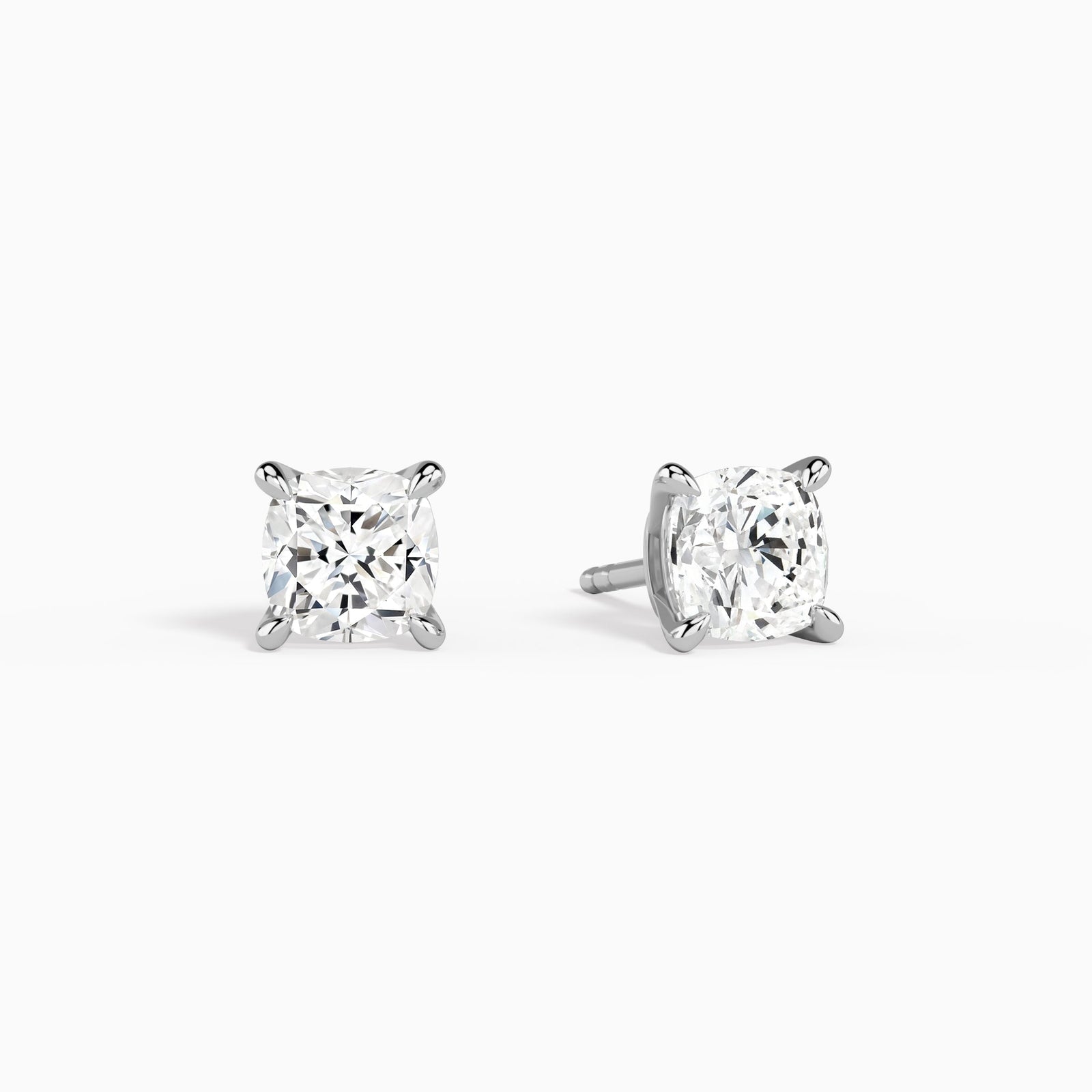 Cushion Solitaire 4-Prong Diamond Stud Earrings