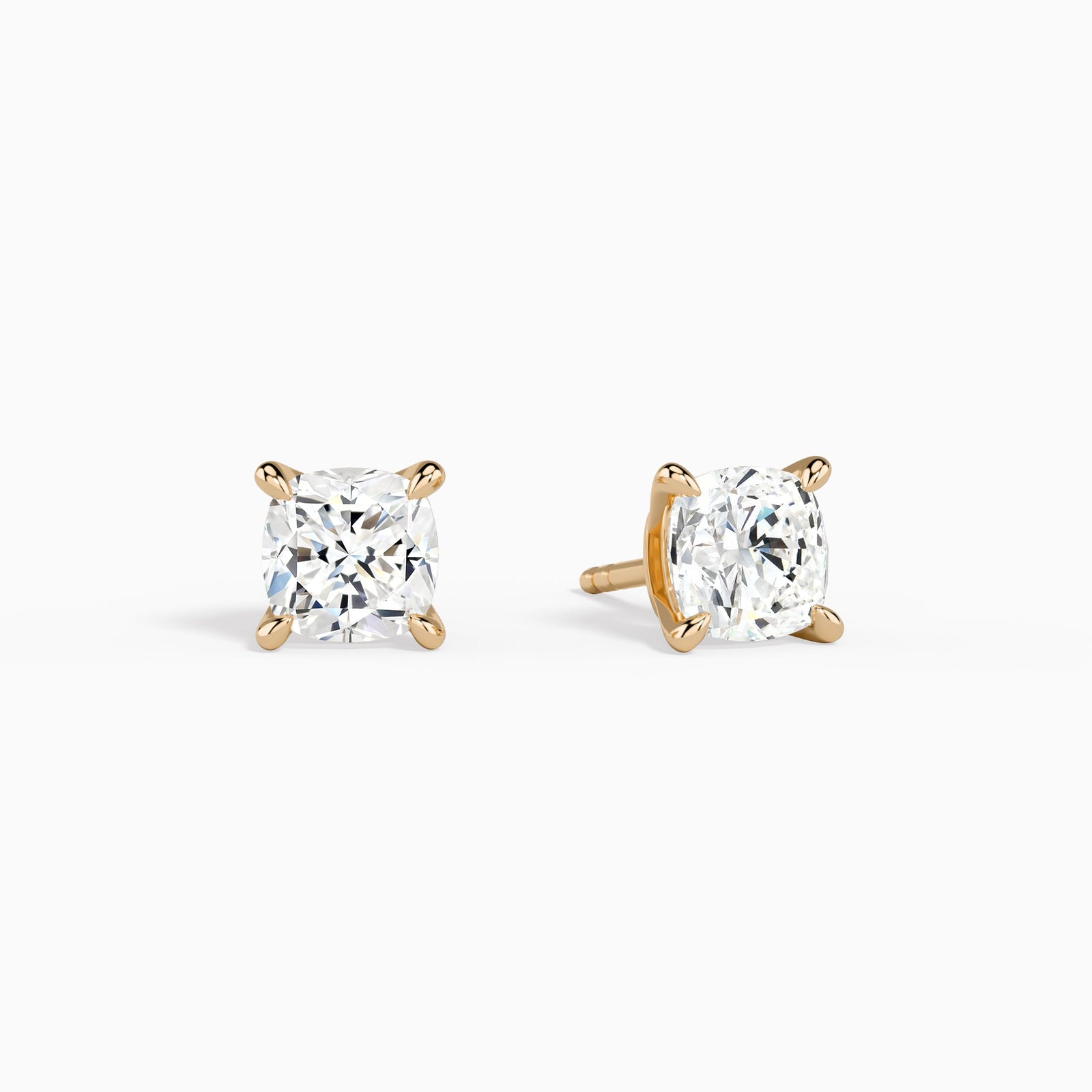 Cushion Solitaire 4-Prong Diamond Stud Earrings