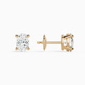 Oval Solitaire 4-Prong Diamond Stud Earrings