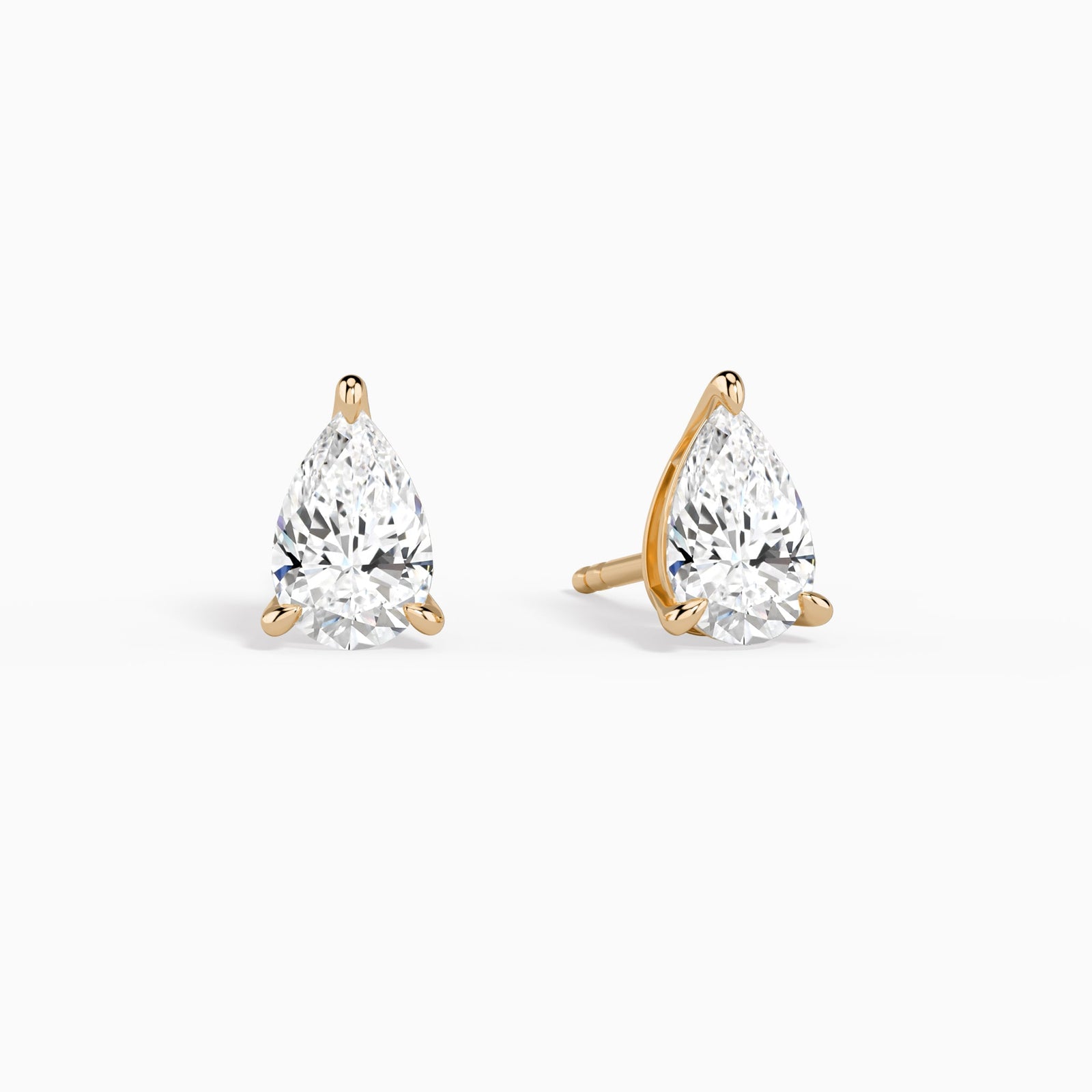 Pear Solitaire 3-Prong Diamond Stud Earrings