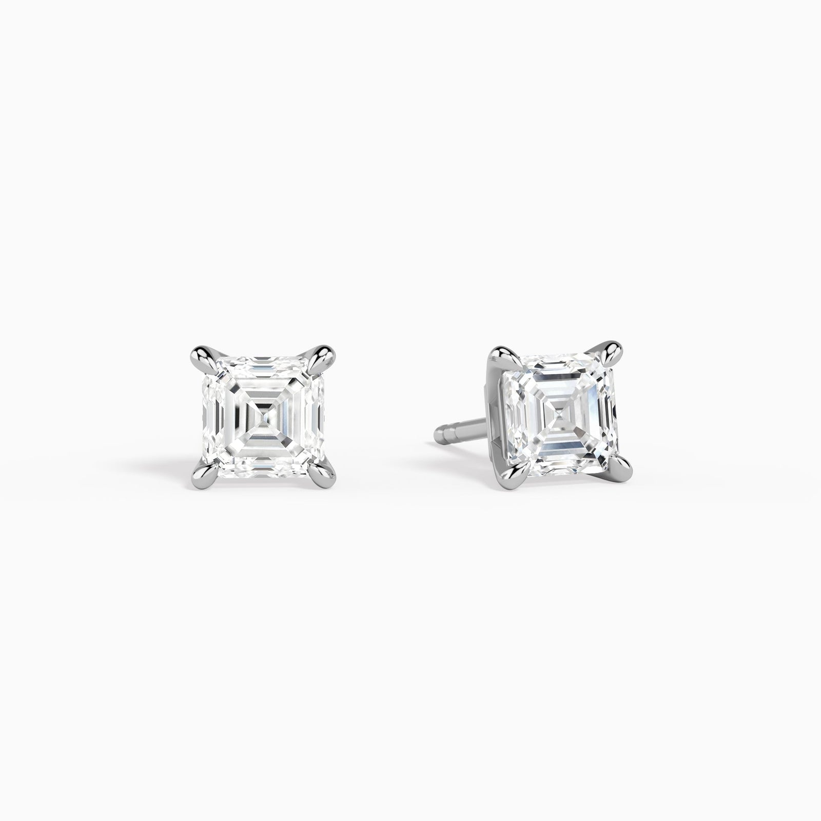 Asscher Solitaire 4-Prong Diamond Stud Earrings