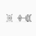 Emerald Solitaire 4-Prong Diamond Stud Earrings