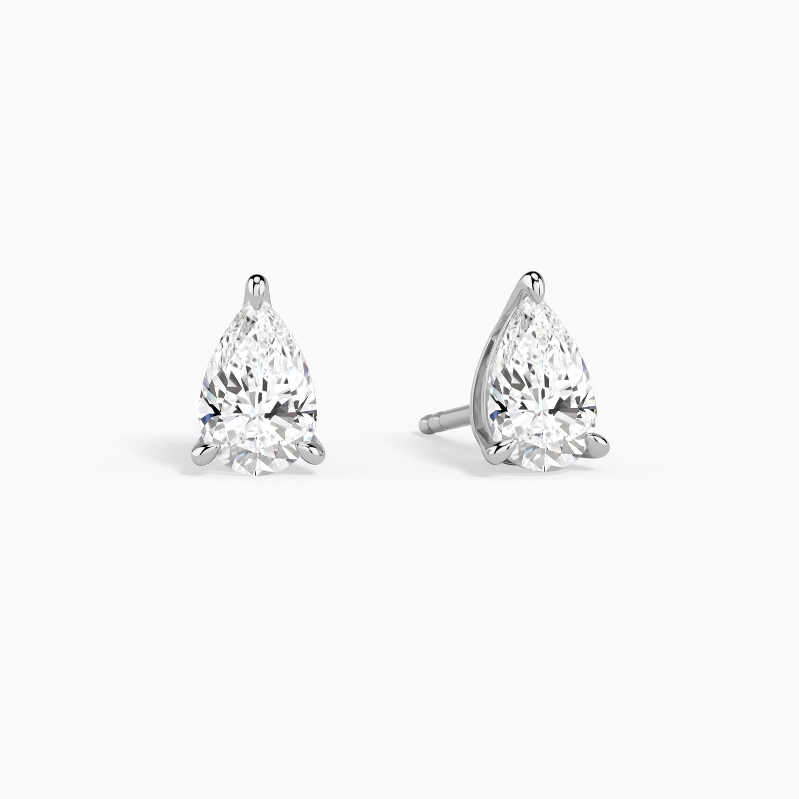 Pear Solitaire 4-Prong Diamond Stud Earrings