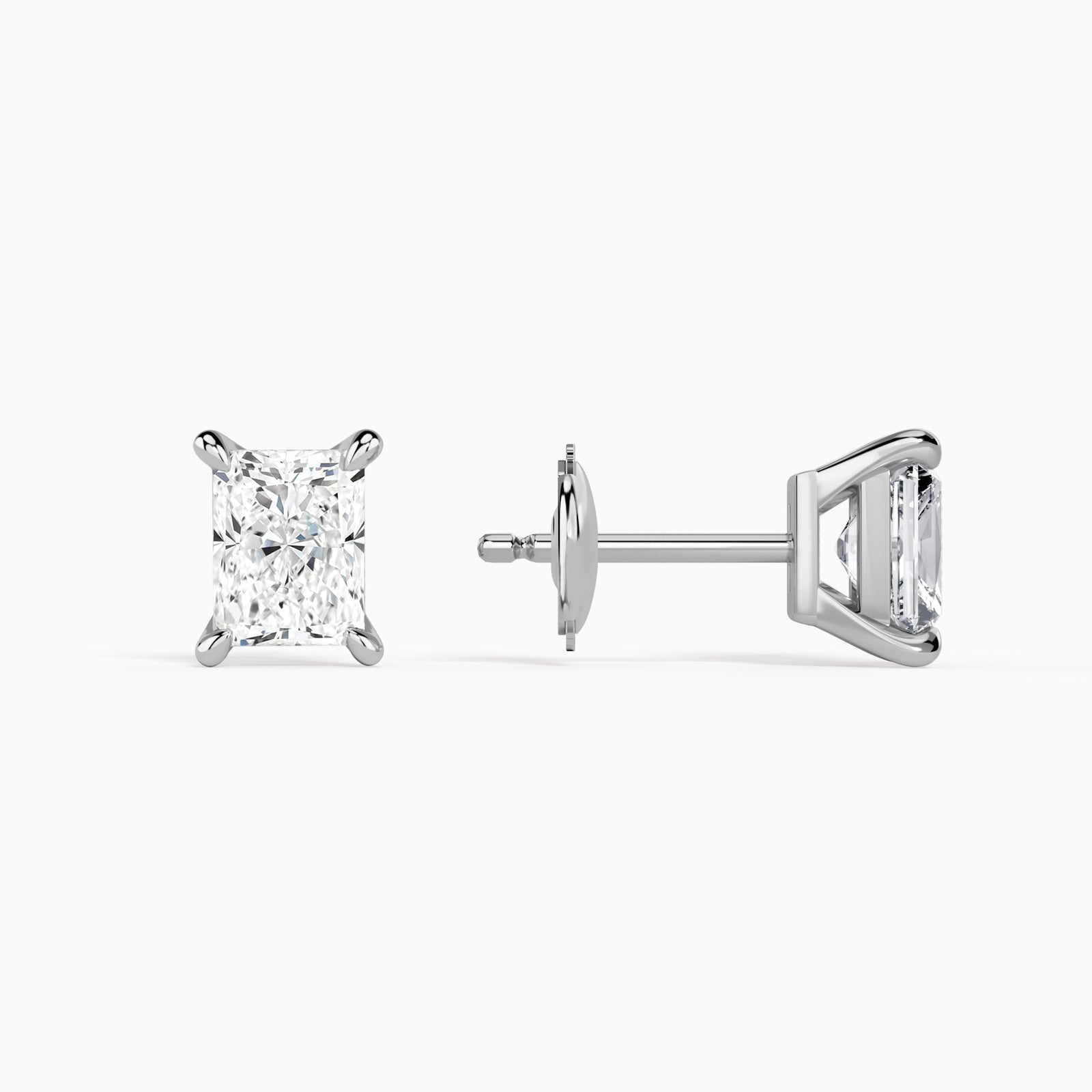 Radiant Solitaire 4-Prong Diamond Stud Earrings