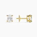 Oval Solitaire 4-Prong Diamond Stud Earrings