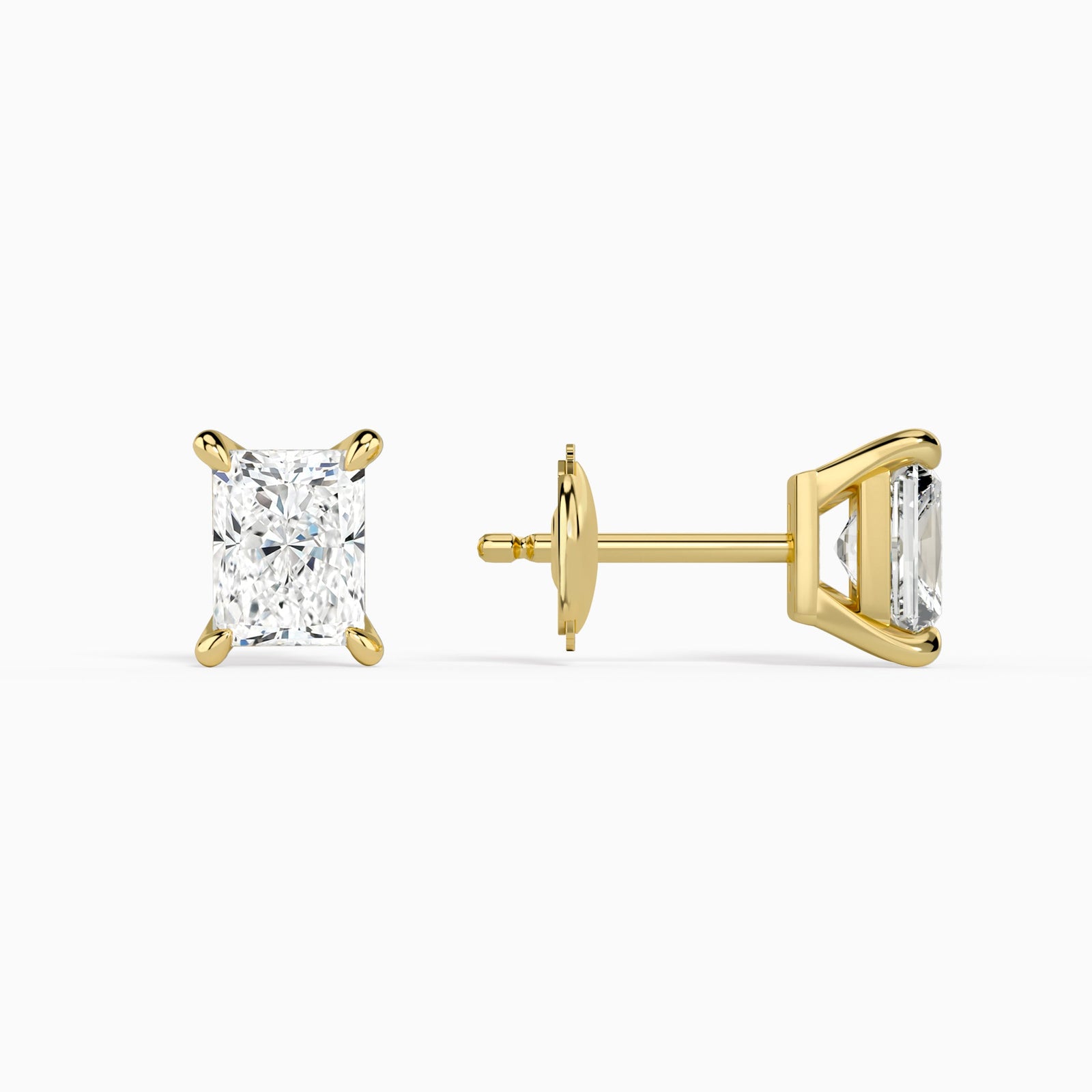 Radiant Solitaire 4-Prong Diamond Stud Earrings